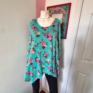 Bobbie Brooks Teal Floral Tunic